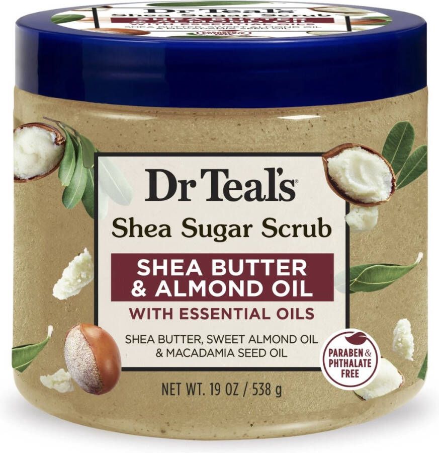 Dr Teal's Shea Sugar Body Scrub with Shea Butter Almond Oil and Essential Oils 538gr