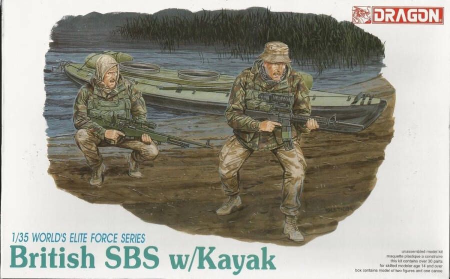 Dragon 1:35 3023 British SBS w Kayak Worlds Elite Force Series Plastic Modelbouwpakket