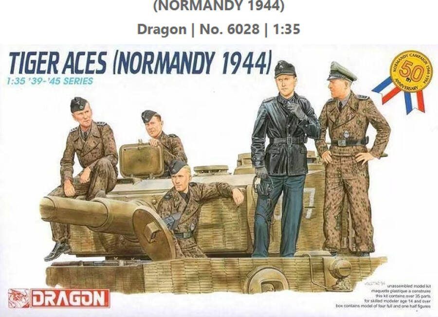Dragon 1:35 6028 Duitse Soldaten Tiger Acces Normandy 1944 Figuren Plastic Modelbouwpakket