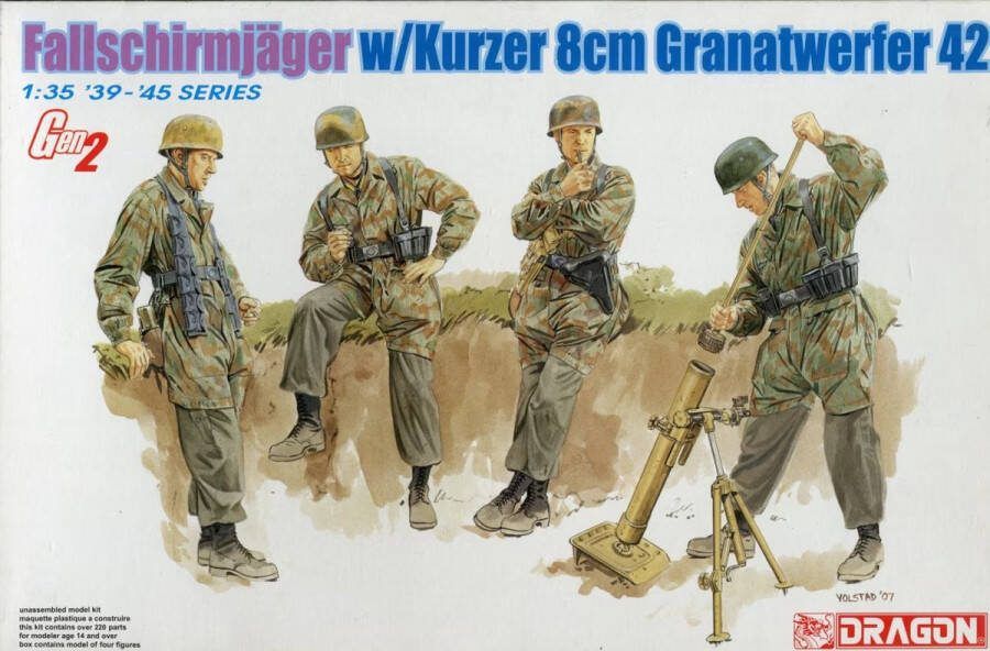 Dragon 1:35 6373 Fallschirmjager w Kurzer 8cm Granatwerfer4 Plastic Modelbouwpakket