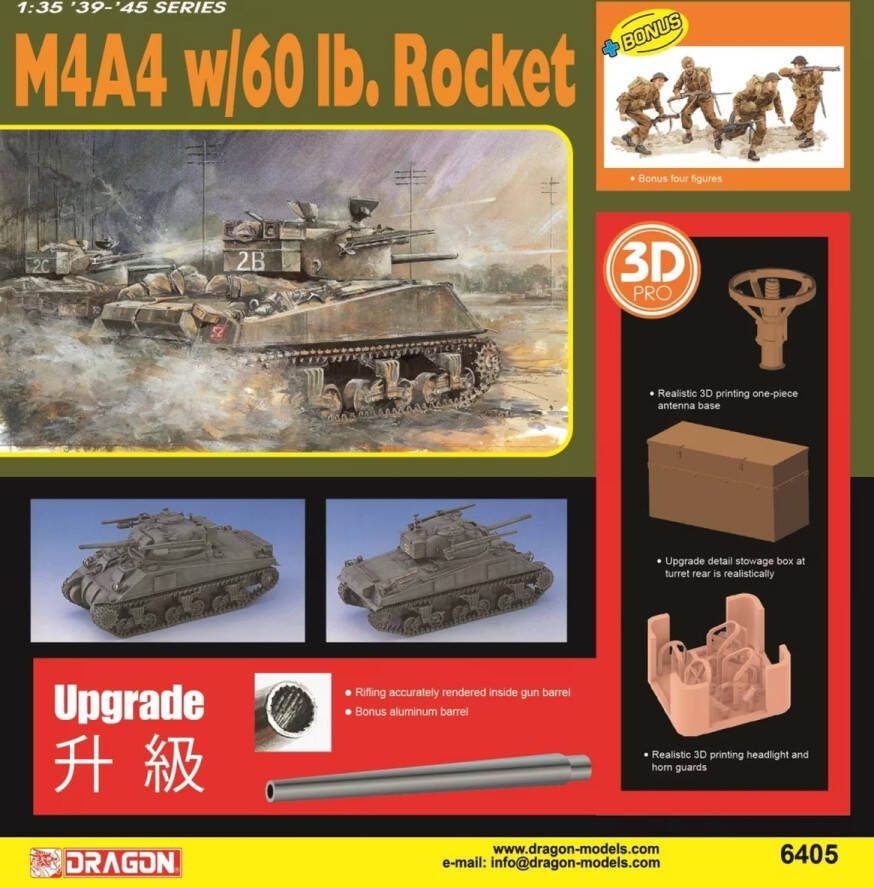 Dragon 1:35 6405 M4A4 Sherman w 60lb Rocket Plastic Modelbouwpakket