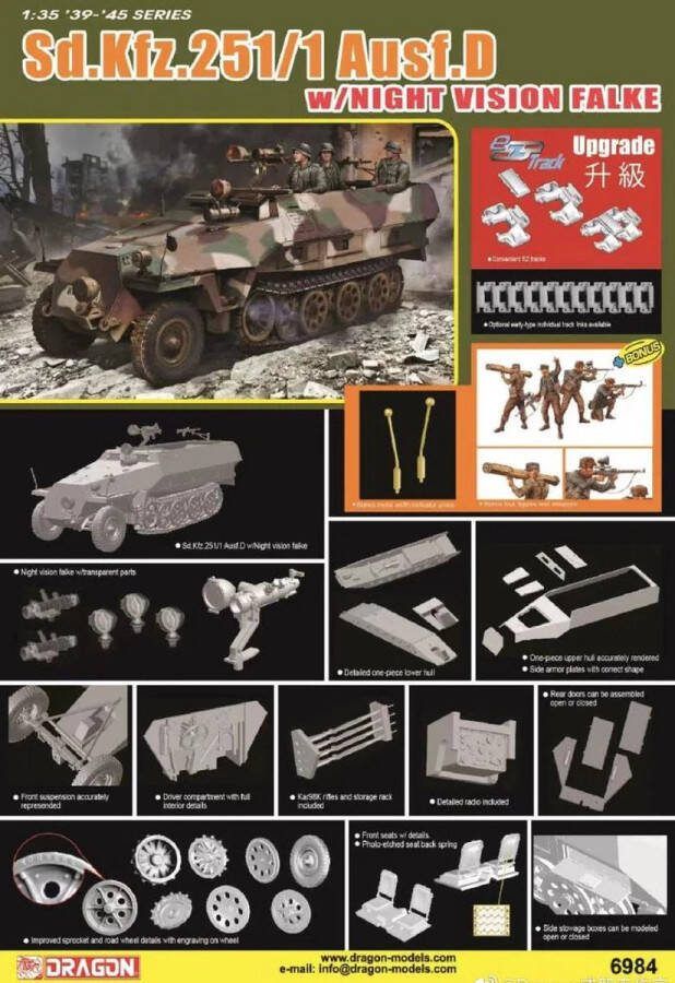 Dragon 1:35 6984 Sd.Kfz.251 Ausf.D with Night Vision Falke Plastic Modelbouwpakket