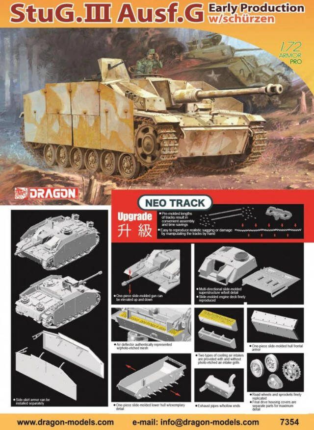 Dragon 1:72 7354 StuG III Ausf. G early ion w Schürzen Neo Tracks Plastic Modelbouwpakket