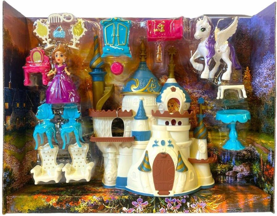 Dream Castle 17 accessoires Prinsessenkasteel prinsesje + pony licht en geluid poppenhuis