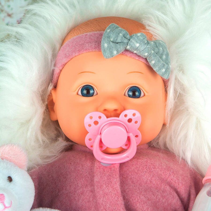 Dream Collection Badpop Pasgeboren Baby Babypop met Poppenaccessoires Melkfles Knuffelbeer en Speen Realistisch Spel Verstelbaar Zacht Lichaam Pop vanaf 2 jaar 40 cm