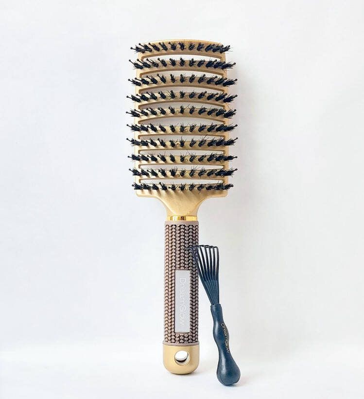 DreamGlow Bundel Anti klit haarborstel Goud Blond + Cleaner Brush