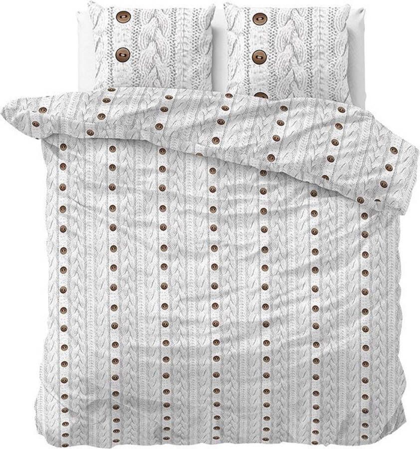 Dreamhouse Flanel Knit Buttons Dekbedovertrekset Tweepersoons 200x200 220 + 2 kussenslopen 60x70 Wit