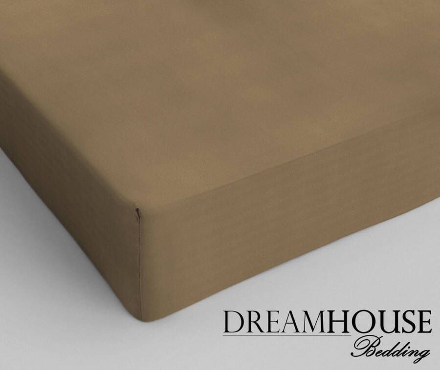Dreamhouse Bedding katoen hoeslaken 100% katoen Lits-jumeaux (160x220 cm) Taupe