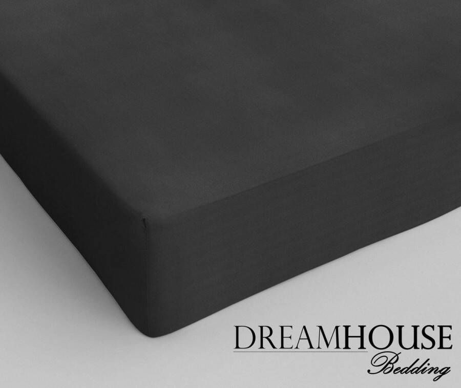 Dreamhouse Bedding Hoeslaken 100% Katoen Vochtabsorberend en Warmteregulerend Antraciet Lits-jimeaux (200 x 220 cm)