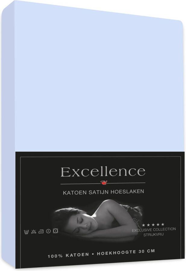 Dreamhouse Katoen Satijn Hoeslaken 080x200+30 cm LIGHT BLUE