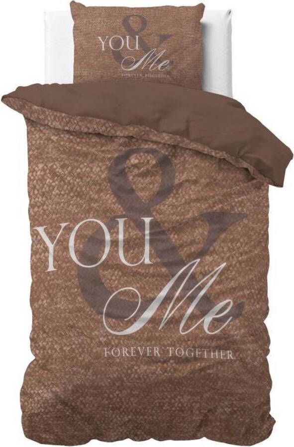 Dreamhouse Bedding Love for you and me dekbedovertrek 100% katoen 1-persoons (140x200 220 cm + 1 sloop) Taupe