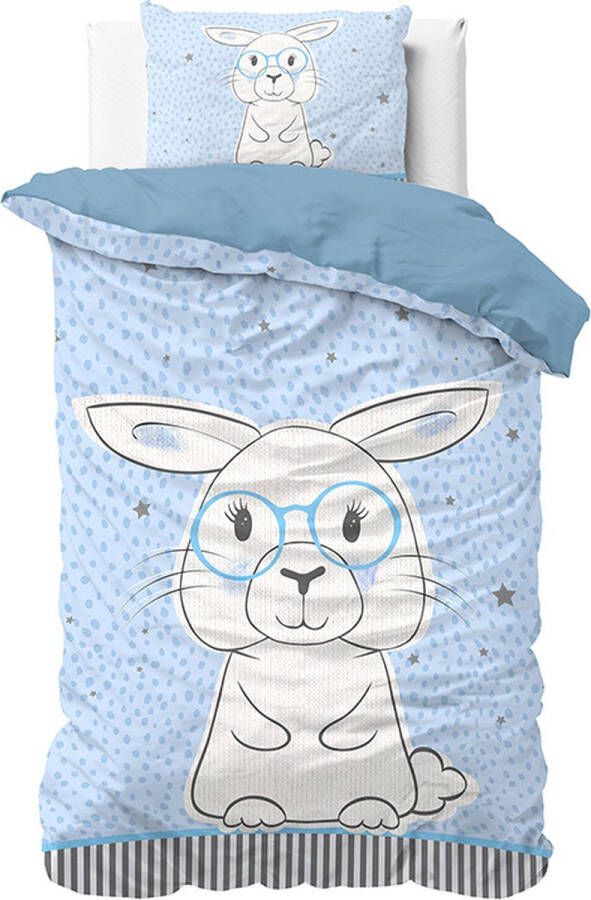 Dreamhouse Rabbit Kinderdekbedovertrek Eenpersoons 140x200 + 1 kussensloop 60x70 Blauw