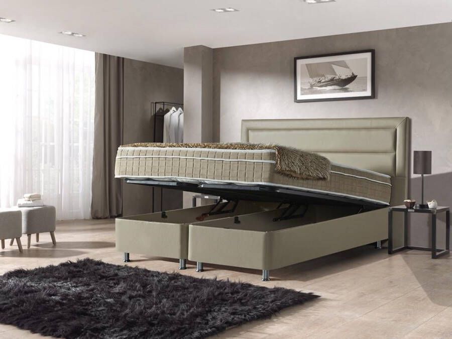 Adore Slaapcomfort Dreamhouse Saint Tropez Luxe Boxspring met Opbergruimte – Bed 140 x 200 cm Taupe