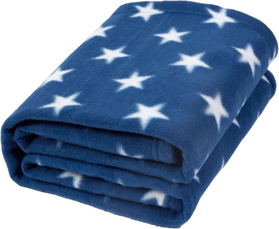 Dreamscene SHOP YOLO-Dekbed-Knuffeldeken-sterren sprei over bed warme- zachte pluche deken -120 x 150 cm-blauw