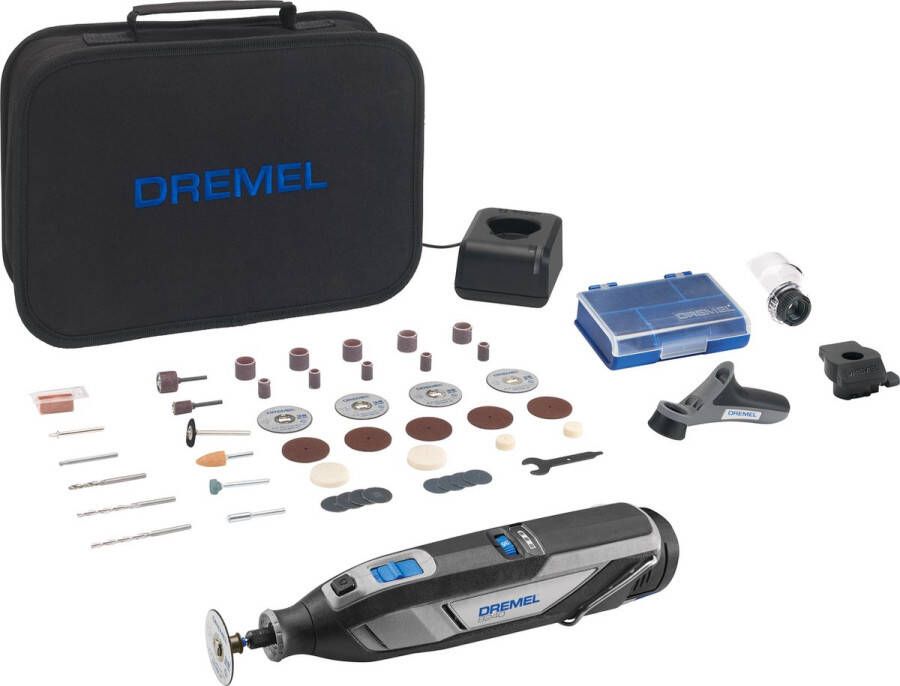 Dremel 8240-3 45 Multitool Inclusief 12 V Li-Ion Accu (2.0 AH) Oplader 45 Accessoires 3 Hulpstukken Soft bag