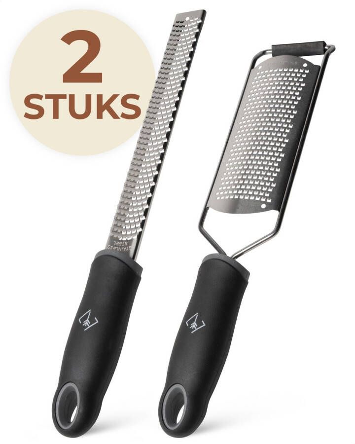 Drengr Keuken Rasp Zester set van hoge kwaliteit RVS Kaasrasp met beschermkap Set Zwart
