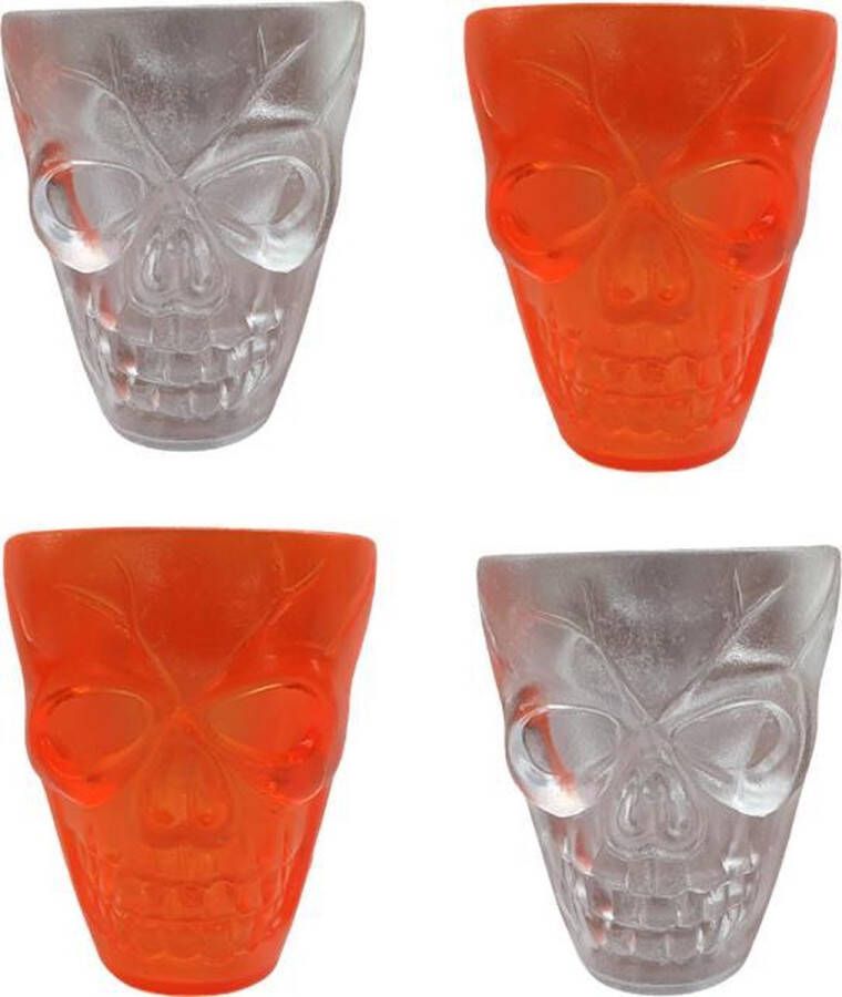 Drink Supplies 4 Halloween Skull Shotglaasjes | Halloween Shots | Skull Shotjes | 4 x 25 ml | Jeneverglas | Jeneverglazen
