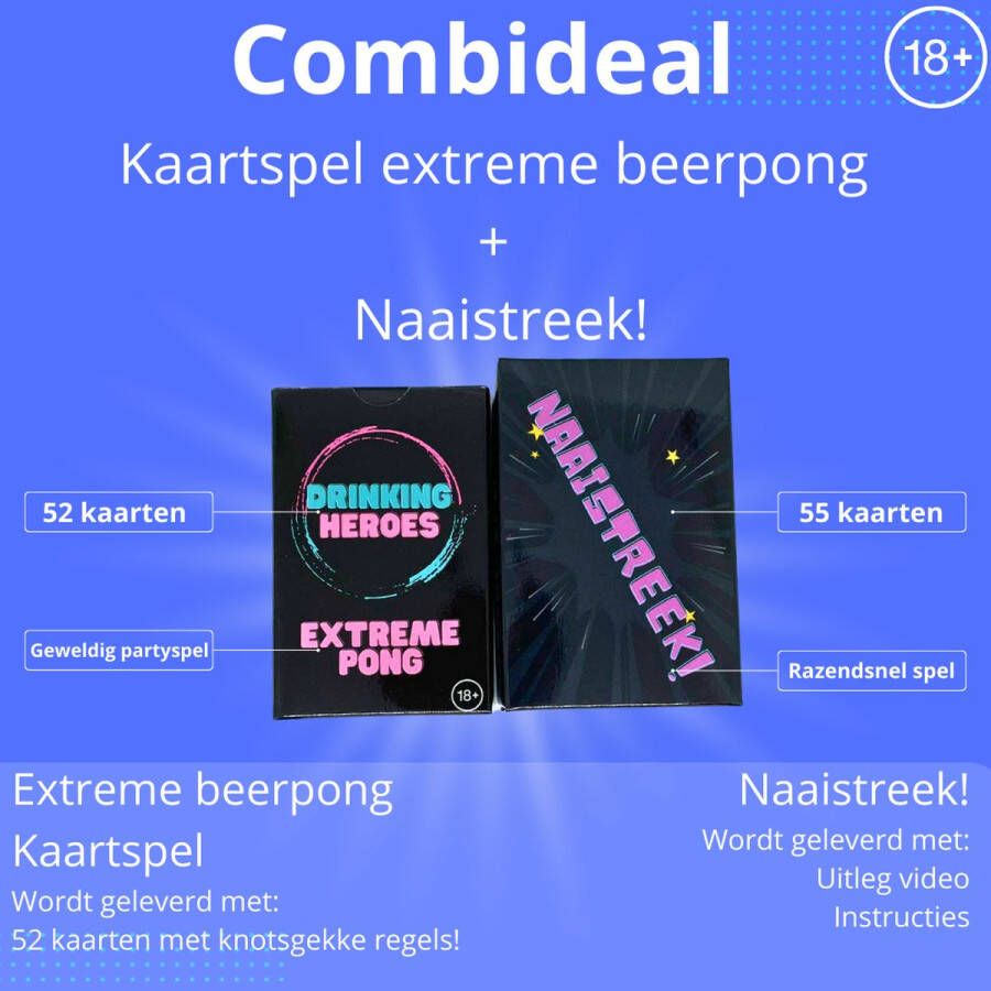 Drinking Heroes Extreme Beerpong Kaartspel + Naaistreek Drankspel De drankspellen die niet mogen ontbreken op een gezellige avond! drank spelletjes 18+