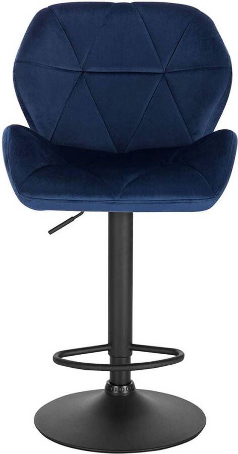 Dripio Barkruk Comfy Blauw Met rugleuning Stevig- Velvet Set van 1 Keuken Barstoelen ergonomisch Verstelbaar in hoogte Zithoogte 60-82cm