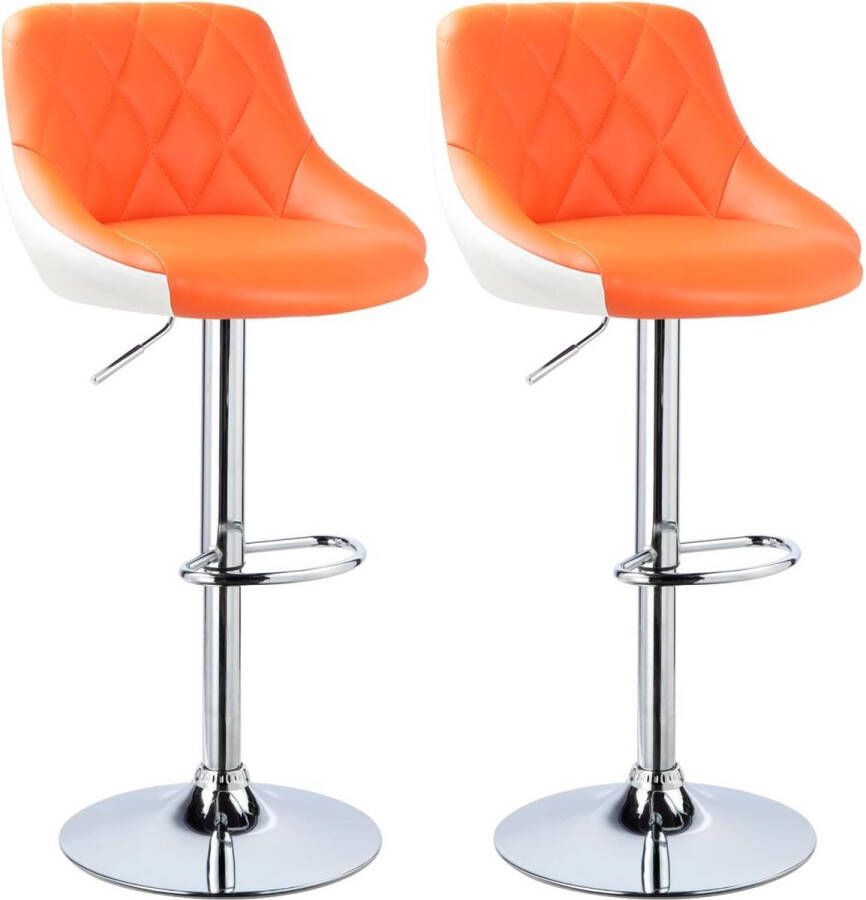 Dripio Barkrukken Gustavo Met rugleuning Kunstleer Set van 2 Keuken Barstoelen ergonomisch Oranje Verstelbaar in hoogte Zithoogte 60-82cm