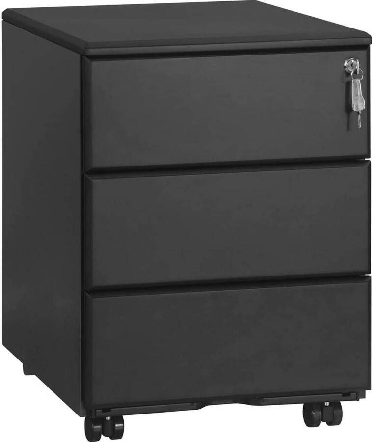 Dripio Luxe archiefkast Lothar met slot Dossierkast metaal Bureaukast Ladeblok bureau Zwart 39x52.4x54 cm