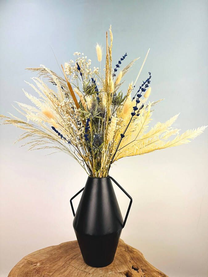 Droogbloemetjes.nl Droogbloemen boeket “White Iris” 55 cm Inclusief vaas Prachtig landelijk boeket Een natuurlijke uitstraling voor ieder interieur