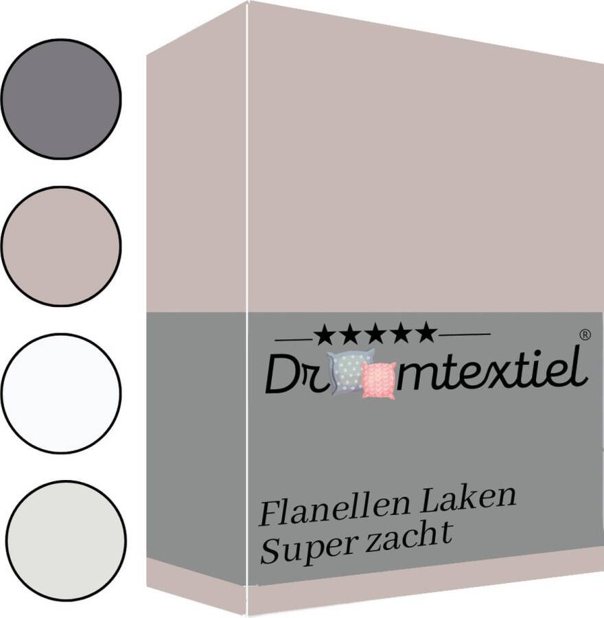 Droomtextiel Flanellen laken Zand Lits-Jumeaux 240x270 cm 100% Katoen Heerlijk Warm Super Zacht
