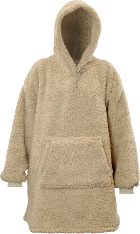 Droomtextiel Hoodie Oversized hoodie Teddy Stof Deken met Mouwen Chateau Grijs One Size Super Zacht