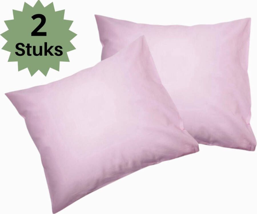 Droomtextiel Kussenslopen 60x70 cm Roze Set Van 2 Stuks Hotelkwaliteit 100% Hoogwaardige Katoen