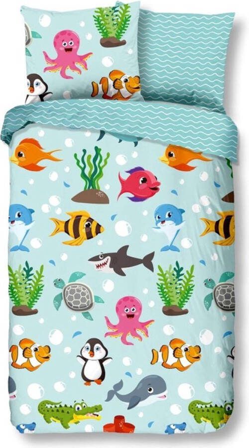 Droomtextiel Kinderdekbedovertrek Zee Wereld 140x200 220cm 100% Zacht Katoen