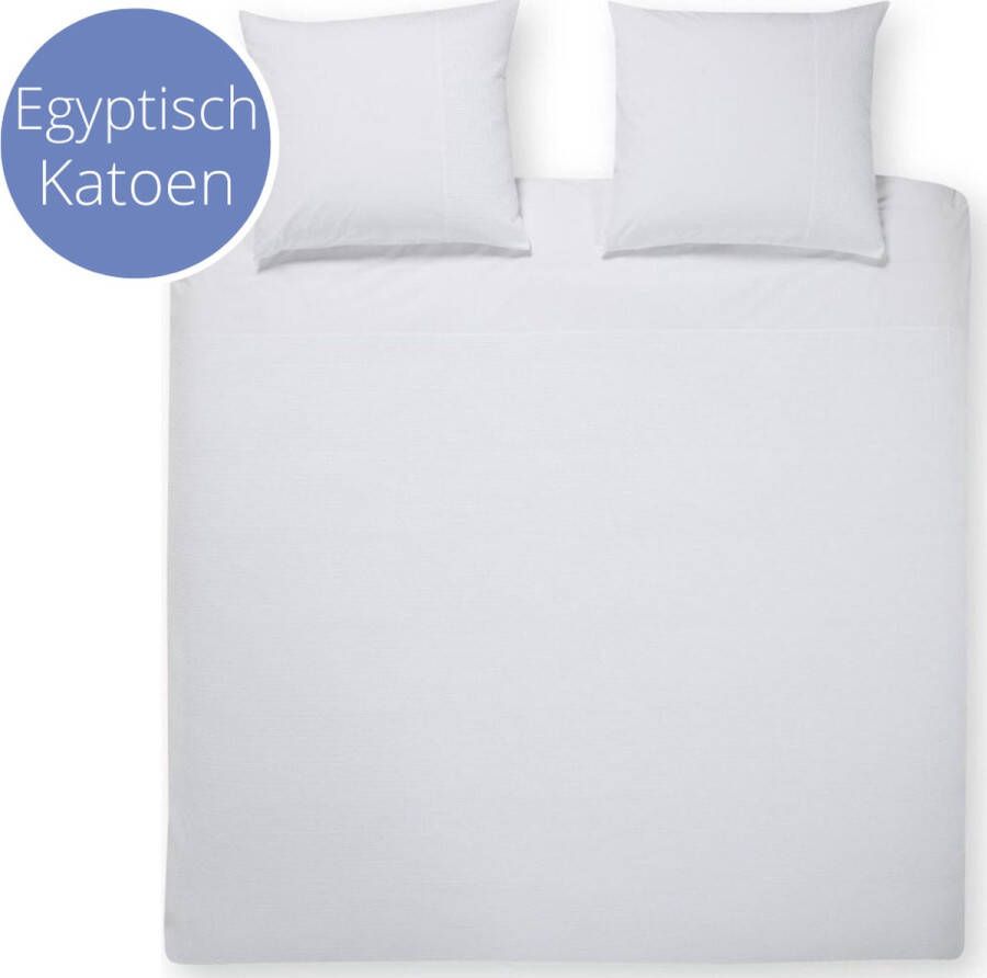 Droomtextiel Papillon Deluxe+ Mendoza Wit Dekbedovertrek 1 Persoons 140x220 260 cm + 1 Kussenslopen 60 x 70 cm Hoogwaardige Egyptische Percale Katoen Super Zacht