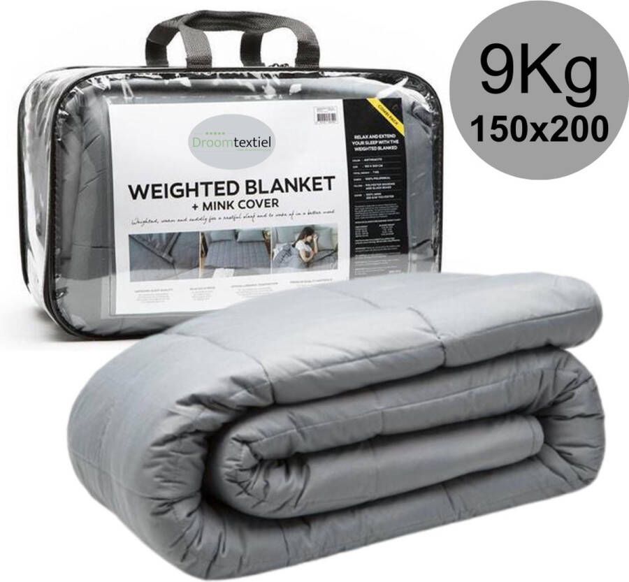 Droomtextiel Swiss Night Verzwaringsdeken + Mink Hoes Gewicht Deken -7kg 150x200 cm Antraciet