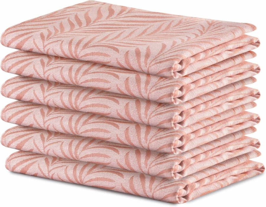 Droomtextiel Theedoeken Set Roze 6 Stuks 65x65 cm Sneldrogend 100% Katoen