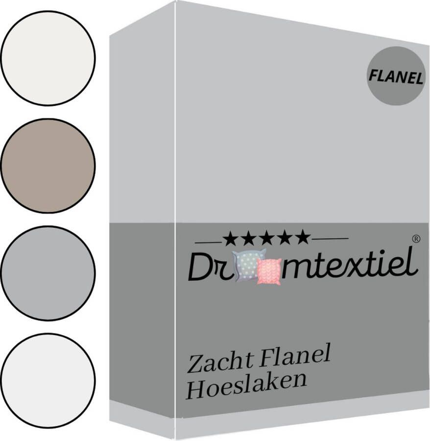 Droomtextiel Zachte Flanellen Hoeslaken Grijs Eenpersoon 90x220 cm 100% Gekamd Katoen