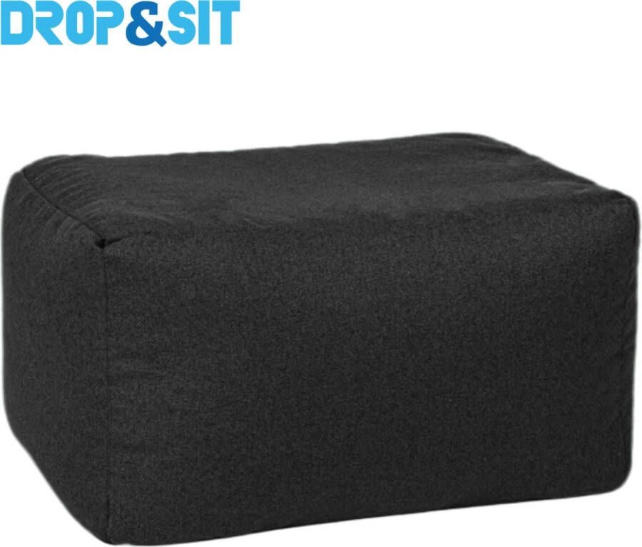 Drop & Sit Poef Duurzaam en van 100% Gerecyclede Petflessen Zwart Waterafstotend 55x75x45cm Voor Binnen en Buiten