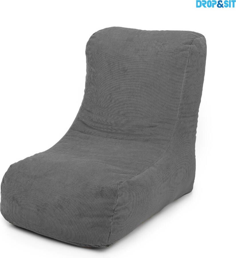 Drop & Sit Stoel Zitzak Ribstof Grijs 95 x 65 x 75 cm (lxbxh) Voor Binnen