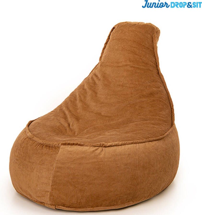 Drop & Sit Stoel Zitzak Ribstof Zitzak Kind Stoel 75 x 55 cm Beanbag Cognac Zitzak Junior met Vulling voor Binnen