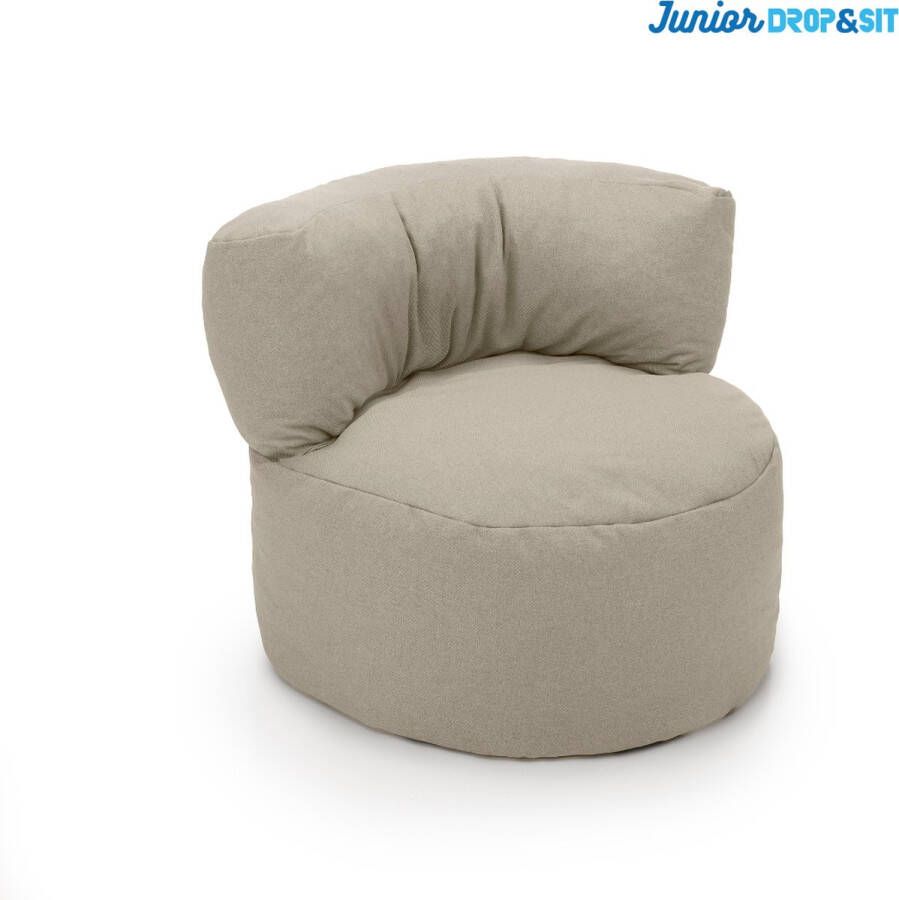 Drop & Sit Zitzak Kind Beige Duurzaam en van 100% Gerecyclede Petflessen Voor Binnen Diameter 50 cm Kinder Zitzak