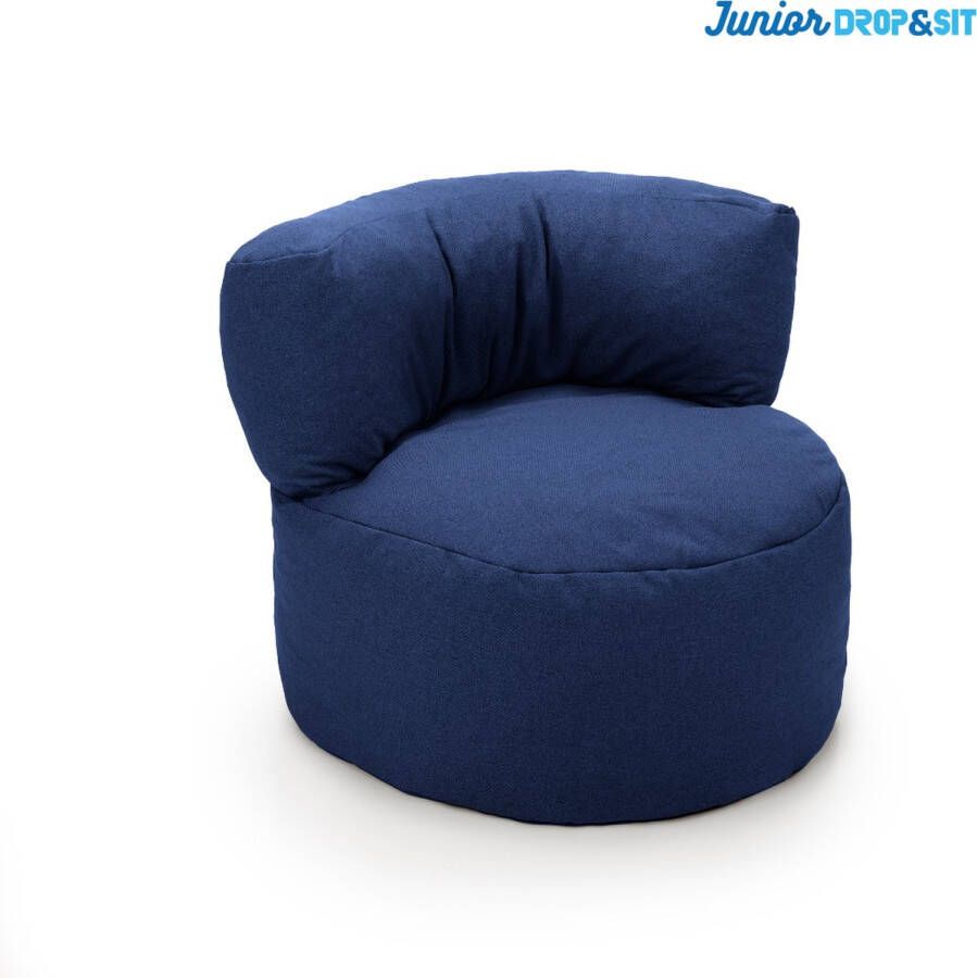 Drop & Sit Zitzak Kind Donker Blauw Duurzaam en van 100% Gerecyclede Petflessen Voor Binnen Diameter 50 cm Kinder Zitzak