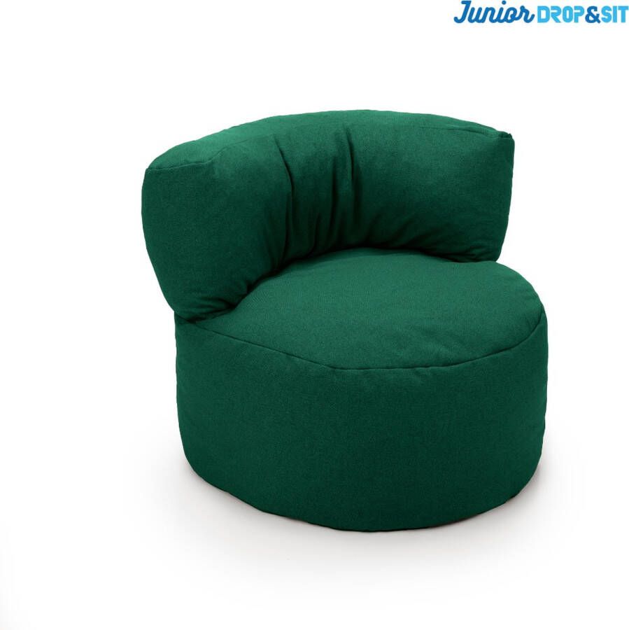 Drop & Sit Zitzak Kind Donker Groen Duurzaam en van 100% Gerecyclede Petflessen Voor Binnen Diameter 50 cm Kinder Zitzak