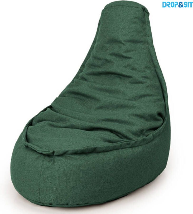 Drop & Sit Zitzak Stoel Volwassenen 95 x 75 cm Beanbag Groen Waterafstotend Voor Binnen en Buiten 100% Gerecycled Plastic