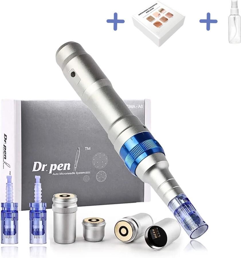 Dr.Pen A6 Ultima Draadloos Dermapen Incl. 2x batterijen Microneedling Mesotherapie Huidverzorging Huidverjonging Gratis 6x 12 pin naalden (merk esterance) & sprayflesje 50 ml voor desinfectie