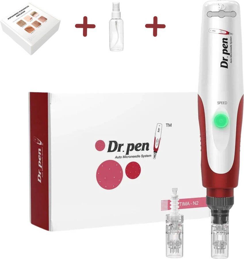 Dr.Pen N2 Ultima Draadloos dermapen Microneedling pen Mesopen Huidverzorging Huidverjonging Gratis 6x 12 pin naalden (merk esterance) & sprayflesje 50 ml desinfectie