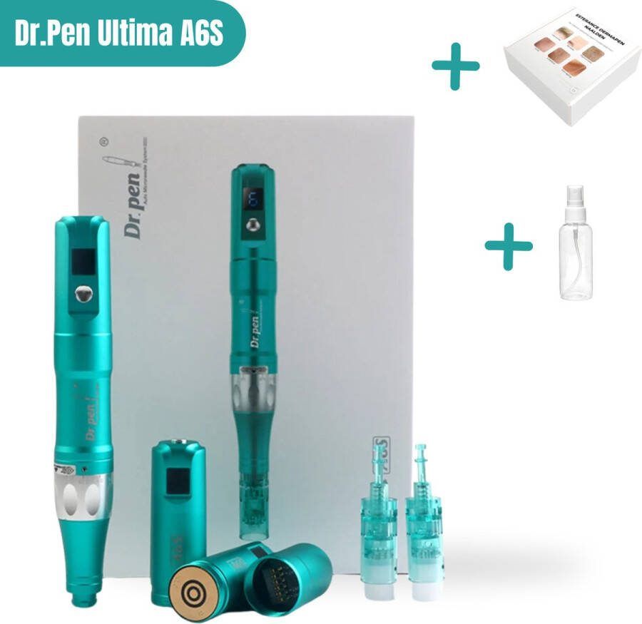 Dr.Pen Nieuwe Ultima A6S Draadloos Dermapen Microneedling pen Mesopen Met 2 batterijen Gratis 6x naalden 16 pin & sprayflesje voor desinfectie (merk esterance)