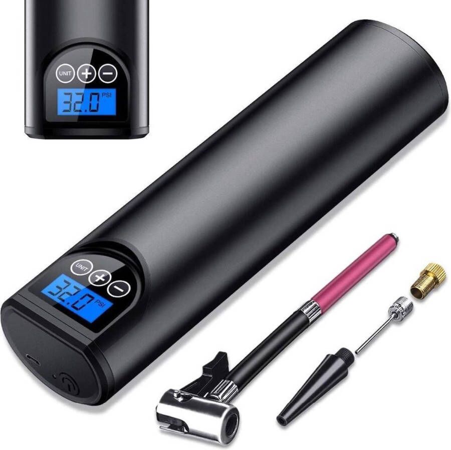 DrPhone AirPro2 – Draagbare USB Compressor – 2000mAh Mini Banden Pomp -Elektrische Pomp Voor Auto – Fiets – Scooter Oplaadbare Banden Pomp Met LED Noodverlichting Zwart