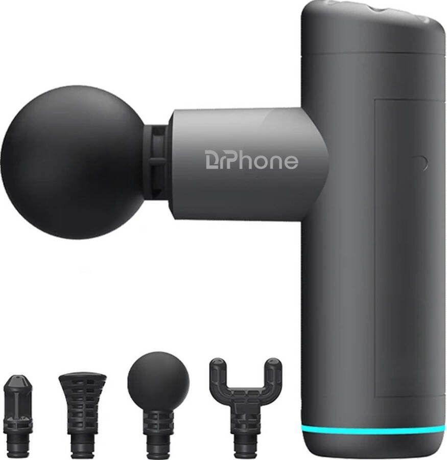 DrPhone CalmPulse – Mini Draagbare MassageGun – Ontspanning – Massage – Met Vier Standen – Met Drie Snelheden Fitness Spier Massage – Donker grijs