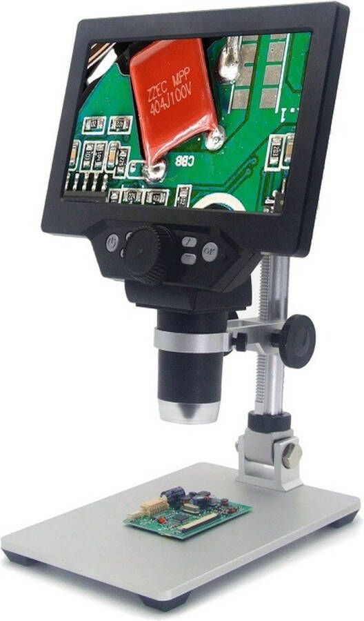 DrPhone DGM1 – Digitale Microscoop met Accu – 1X Tot 1200X Vergroting 7 Inch LCD scherm – 12 MP Verstelbare LED Licht – Zwart Zilver