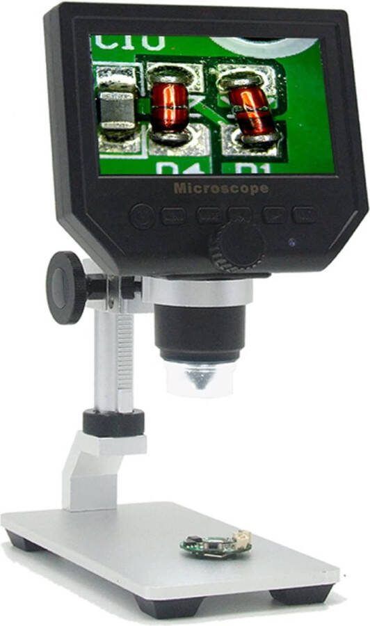 DrPhone DGM2 – Digitale Microscoop – 4.3 inch Scherm 600X 1080P met 3.6MP Camerasensor 8 LED-lampjes – Metalen Standaard Zwart