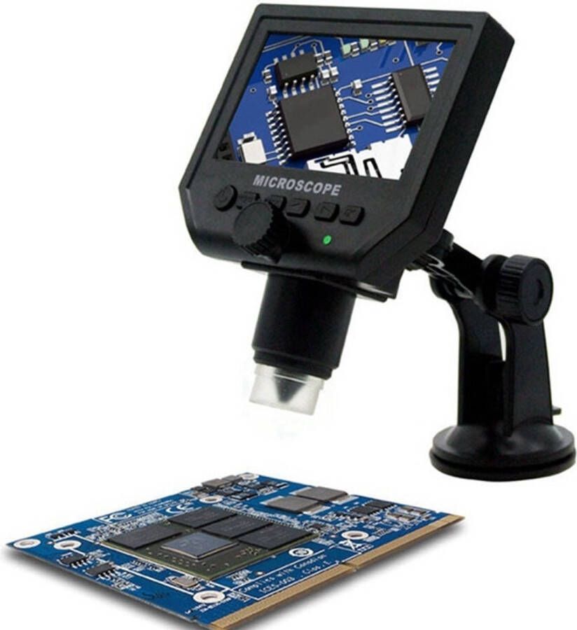 DrPhone DGM3 – Digitale Microscoop – 4.3 inch Scherm 600X 1080P met 3.6MP Camerasensor 8 LED-lampjes – Met ABS Standaard Zwart