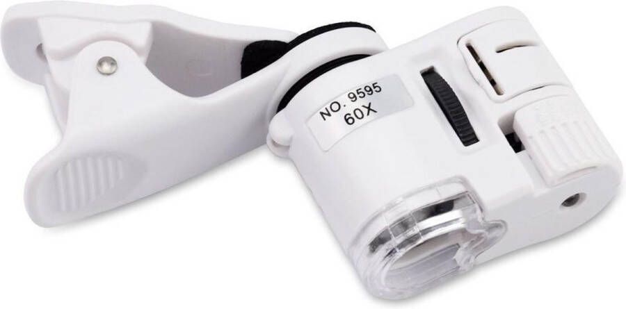 DrPhone LENS1 Universele Clip Microscoop 60X LED Licht- UV-licht Vergrootglas met Clip-on Micro Lens